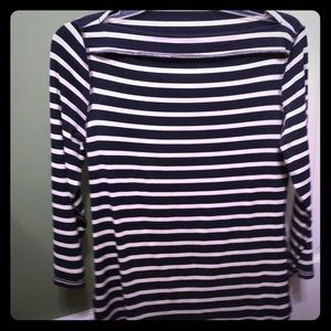 Boat neck navy quarter sleeve stripe